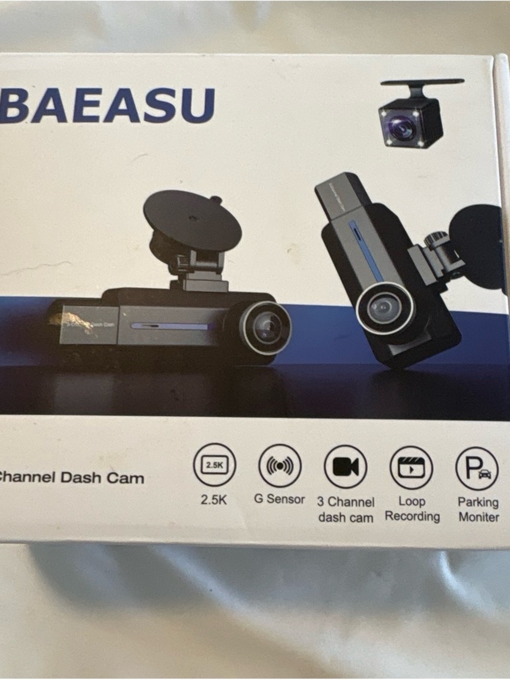 Black 3-Channel Dash Cam with 2.5K Recording